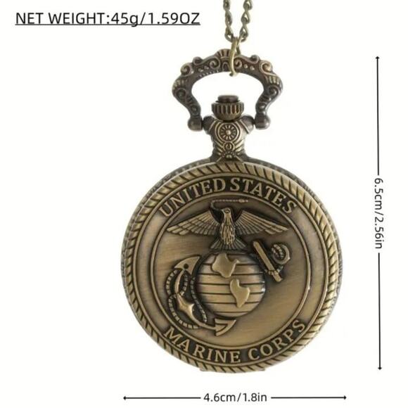 U.S. Marine Corps Pocket Watch United States American Marines Gift Birthday NEW! - Picture 5 of 5
